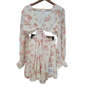 ASOS Ring Detail Cutout Mini Dress Ditsy Floral Size 8